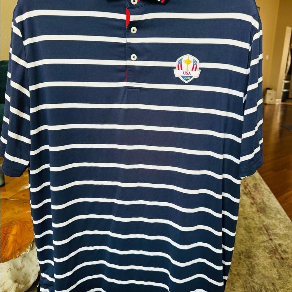 Ralph Lauren Navy and White Striped Polo